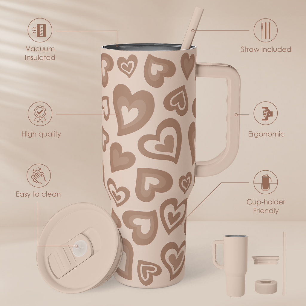 Brown Heart Slidemate | Slider Tumbler with Handle 40oz