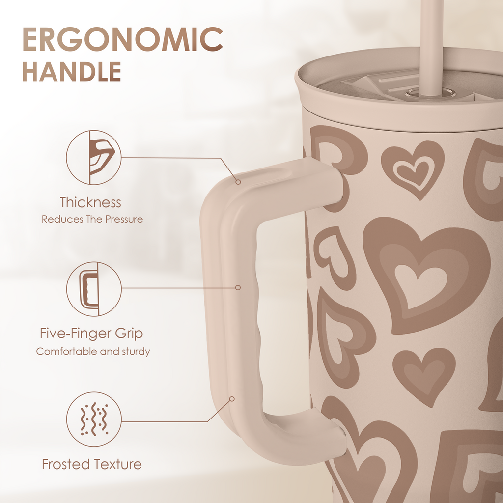Brown Heart Slidemate | Slider Tumbler with Handle 40oz