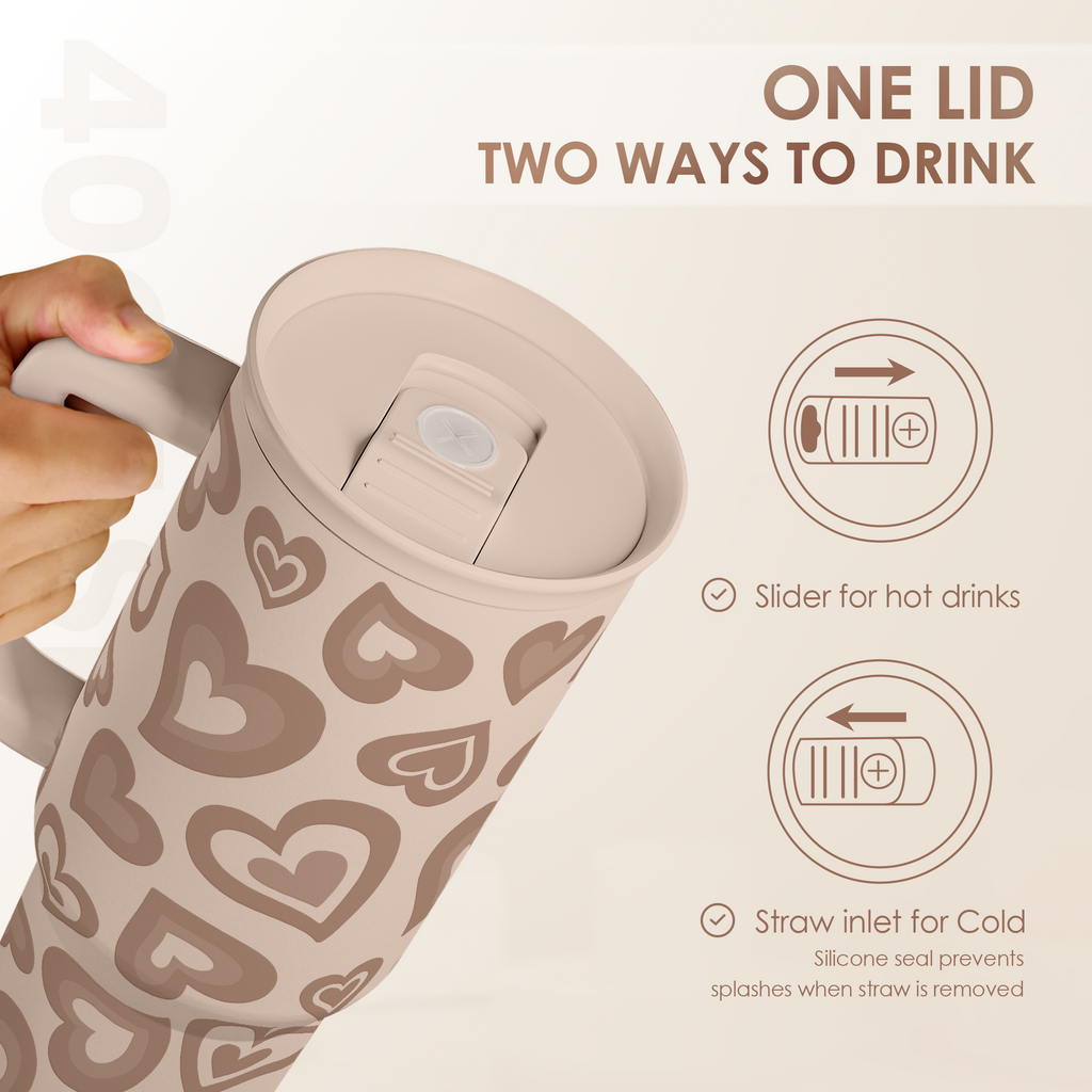 Brown Heart Slidemate | Slider Tumbler with Handle 40oz