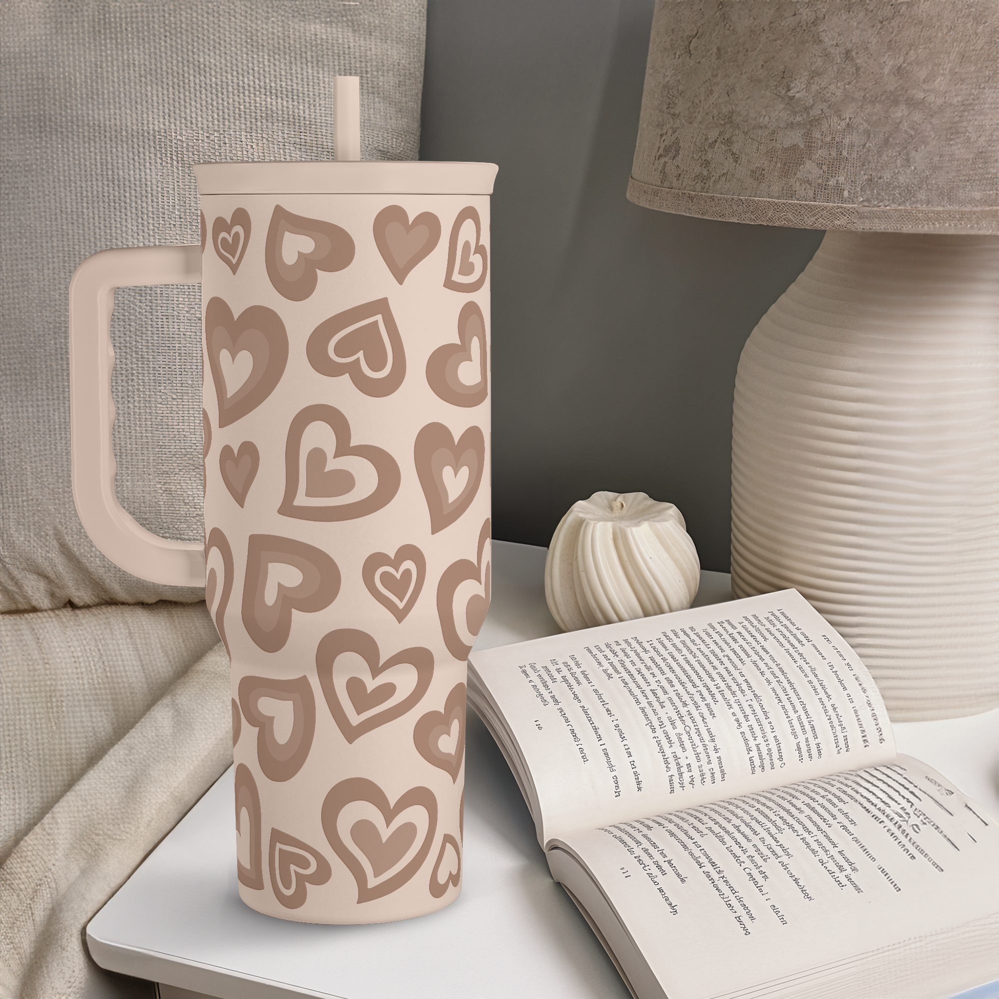 Brown Heart Slidemate | Slider Tumbler with Handle 40oz