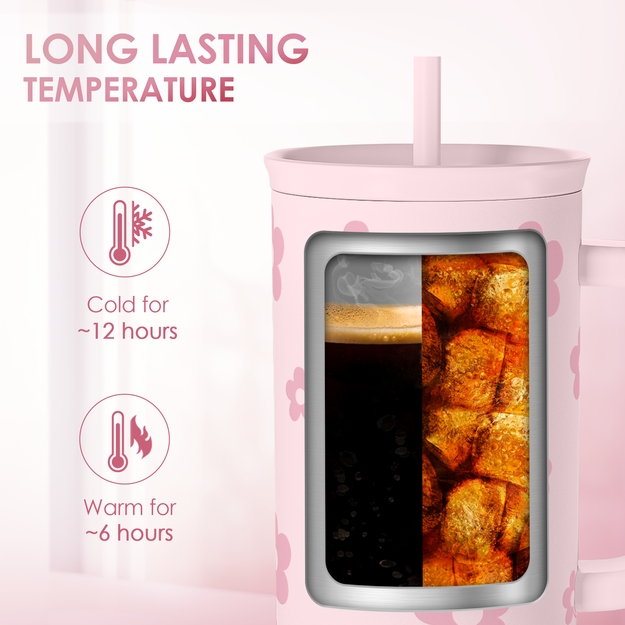 Pink Floral Slidemate | Slider Tumbler with Handle 40oz