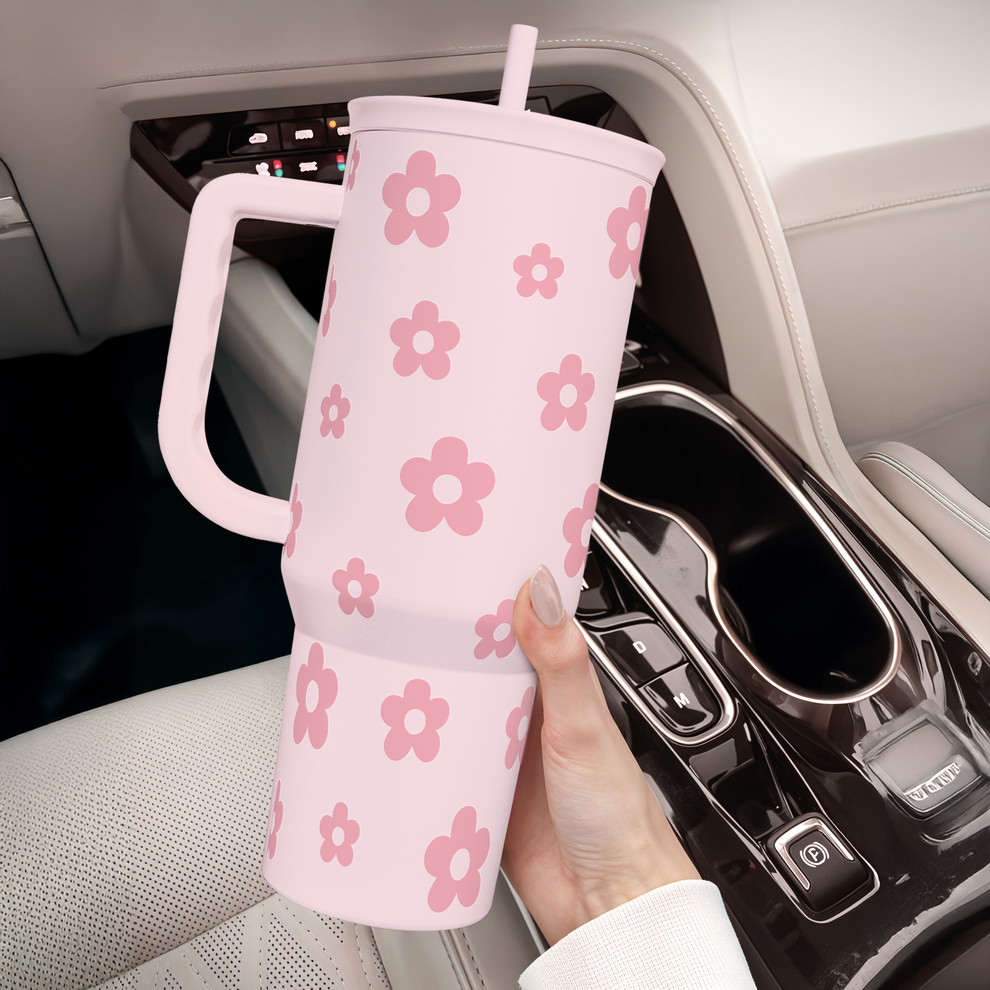 Pink Floral Slidemate | Slider Tumbler with Handle 40oz