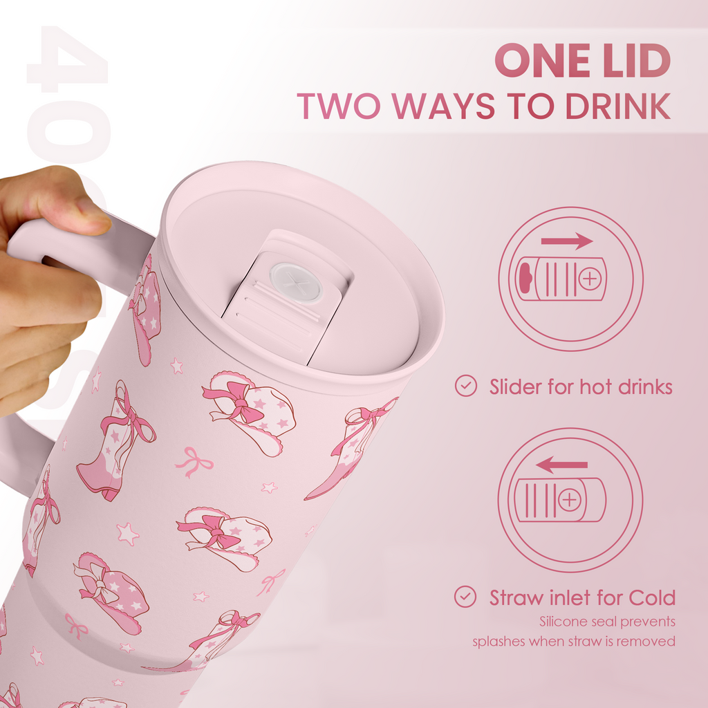 Pink Cowgirl Slidemate | Slider Tumbler with Handle 40oz