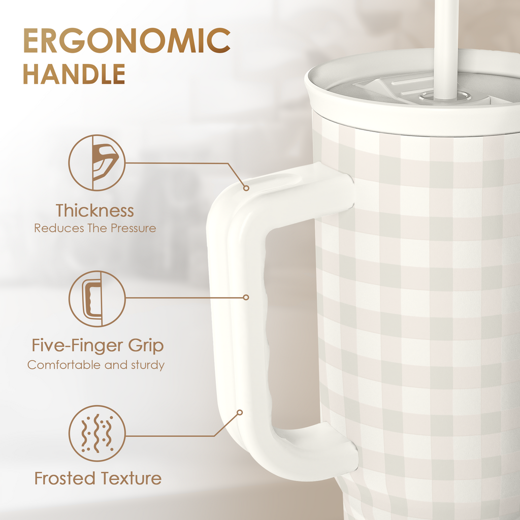 Grey Gingham Slidemate | Slider Tumbler with Handle 40oz