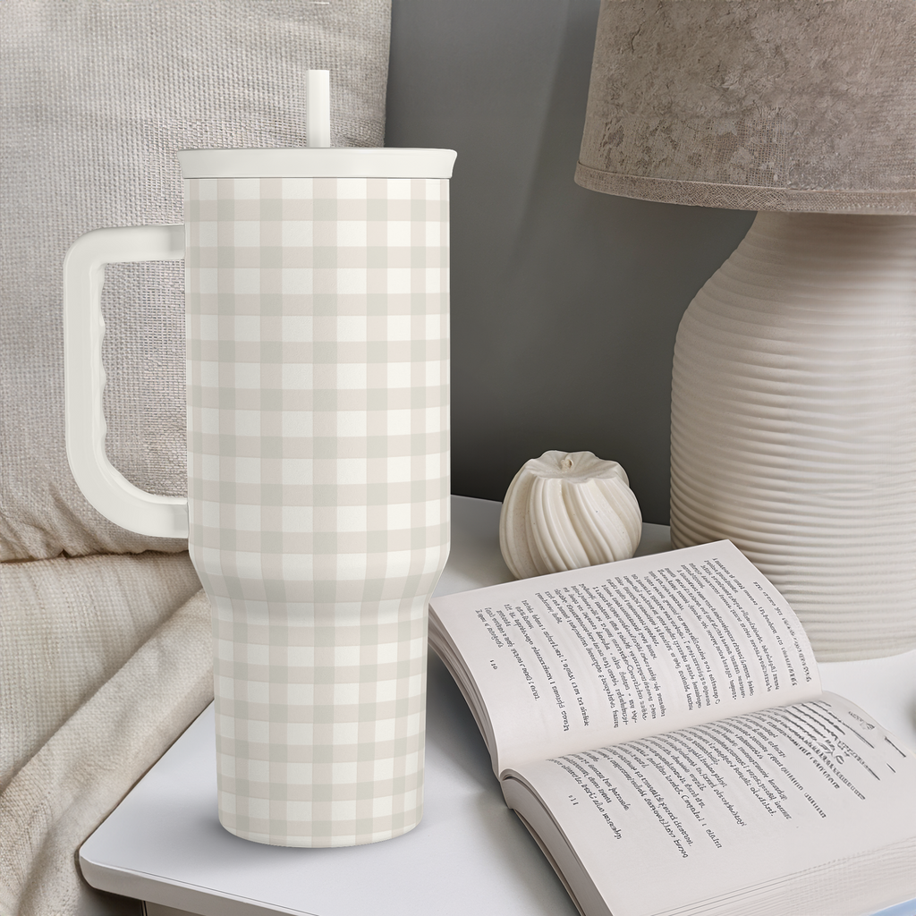 Grey Gingham Slidemate | Slider Tumbler with Handle 40oz