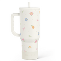 White Floral Slidemate | Slider Tumbler with Handle 40oz