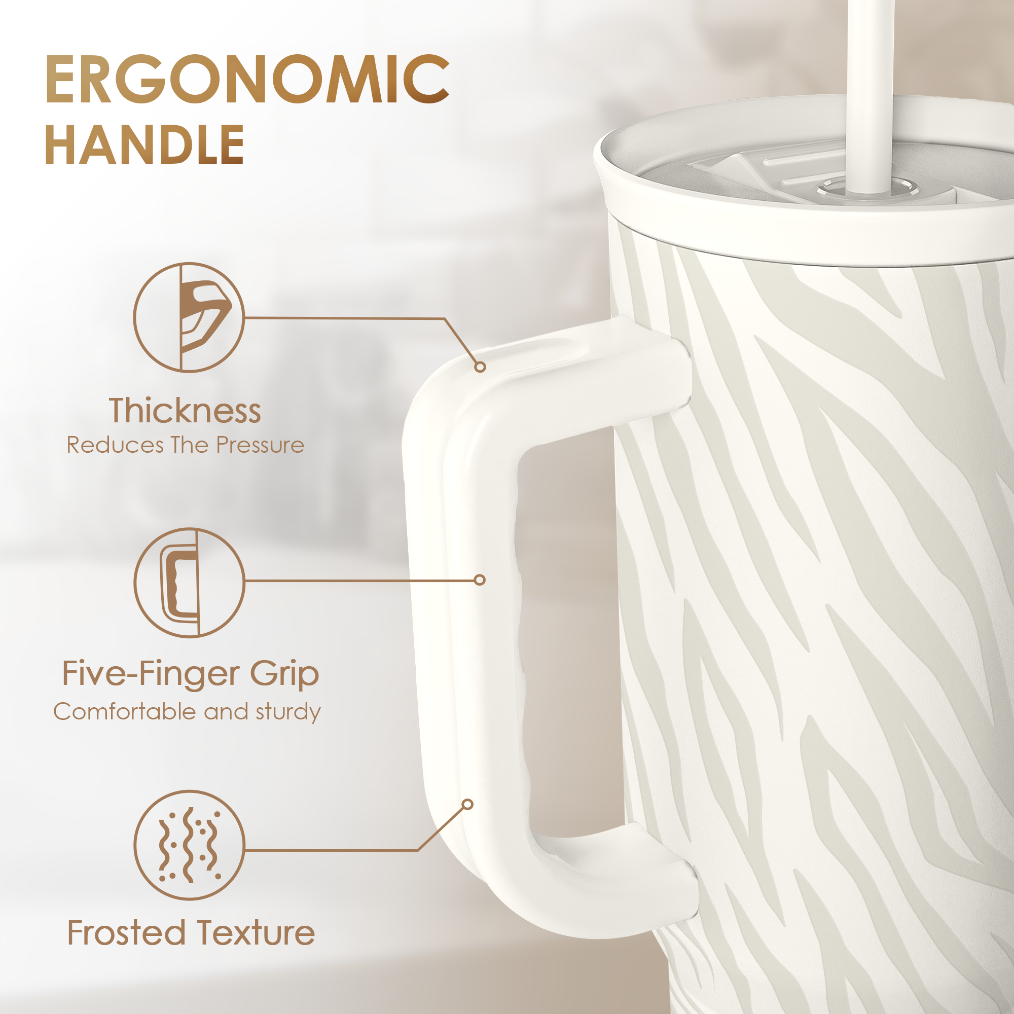 Grey Zebra Slidemate | Slider Tumbler with Handle 40oz