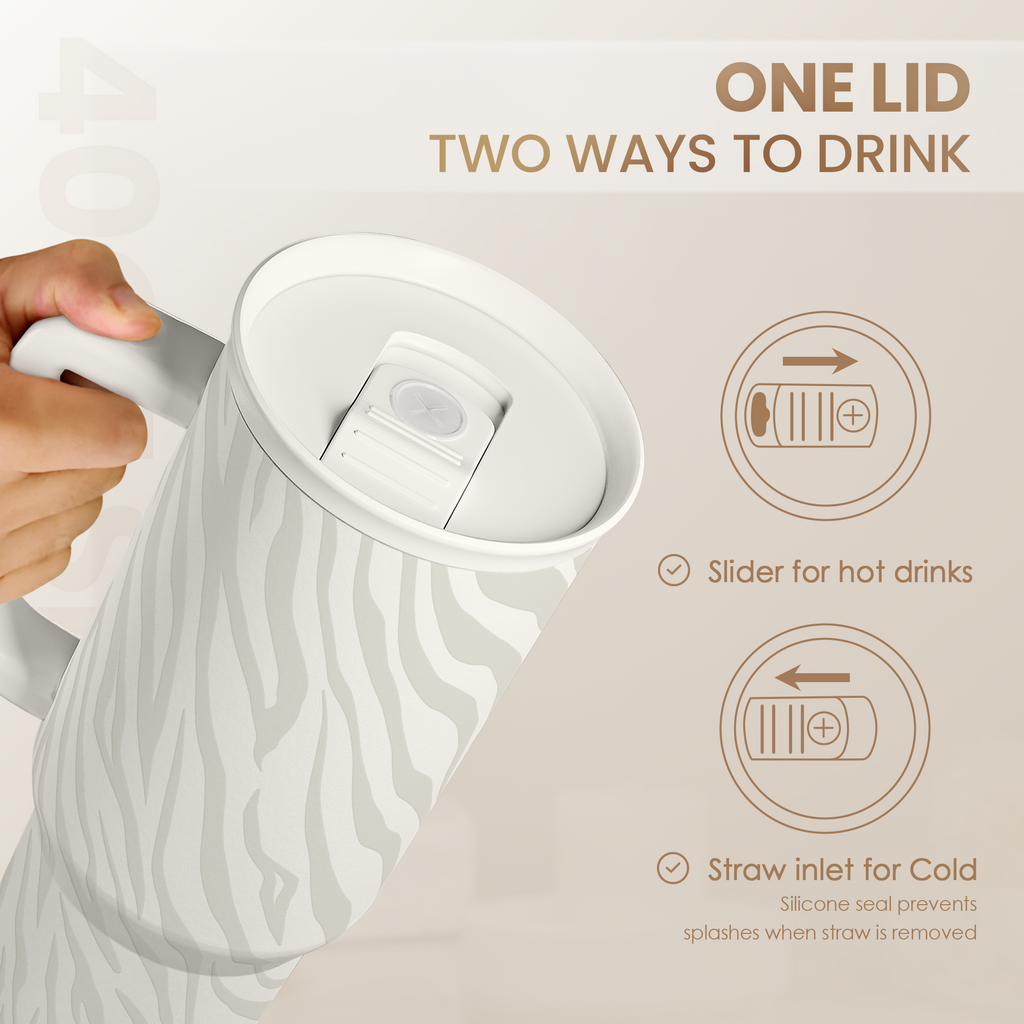 Grey Zebra Slidemate | Slider Tumbler with Handle 40oz