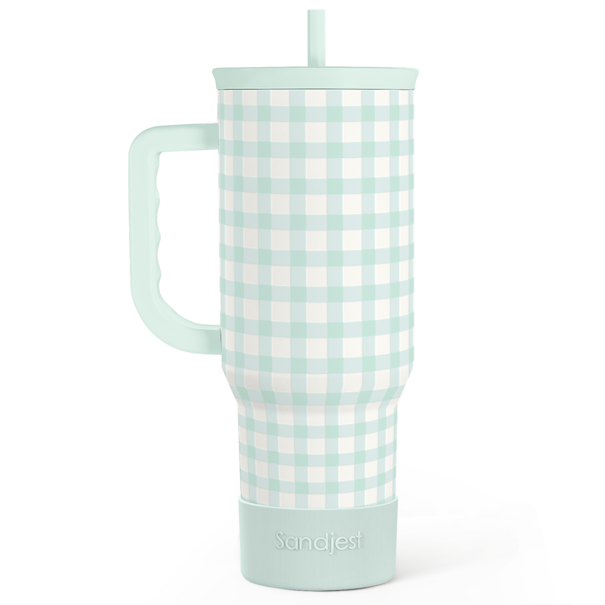 Mint Gingham Slidemate | Slider Tumbler with Handle 40oz