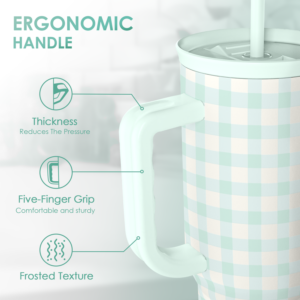 Mint Gingham Slidemate | Slider Tumbler with Handle 40oz