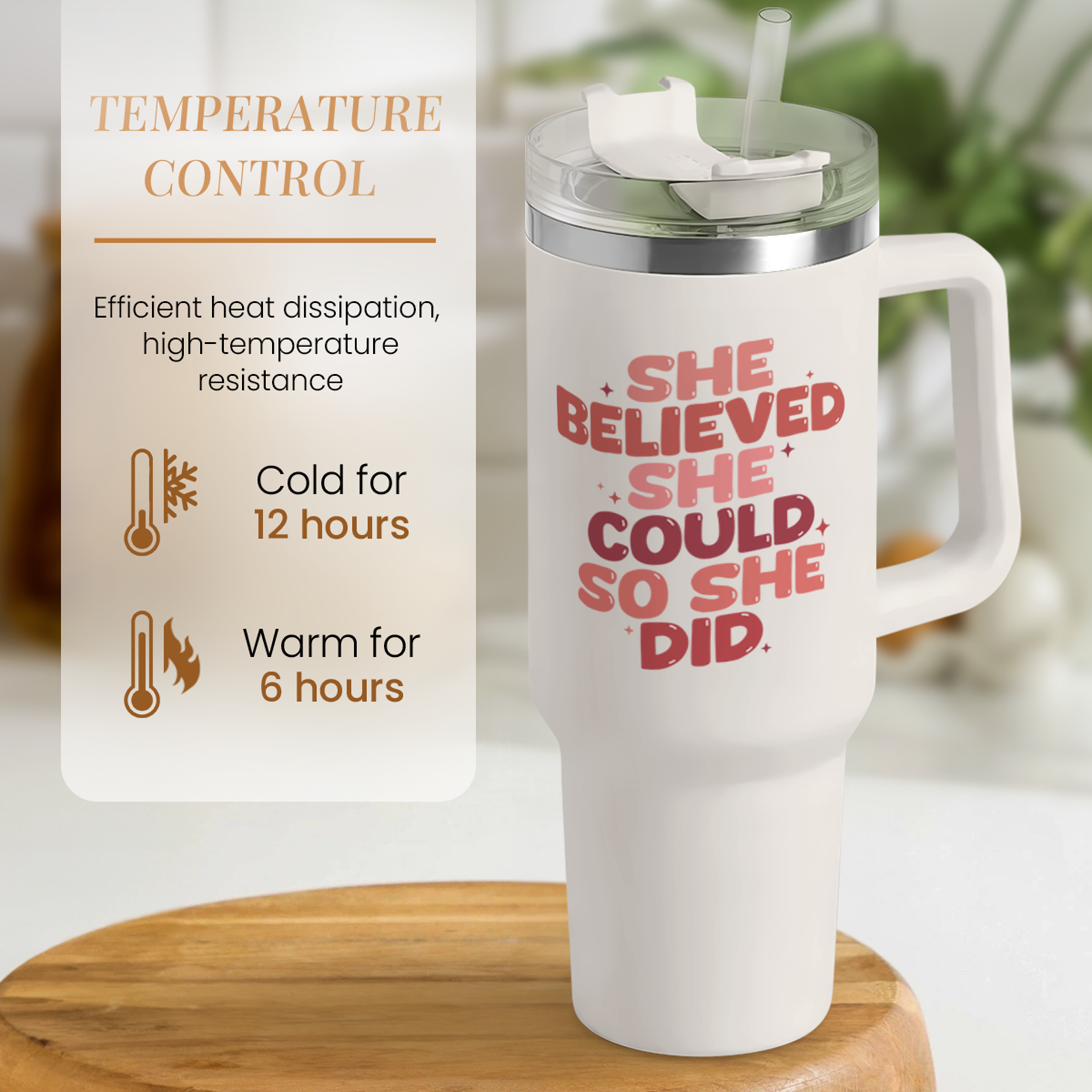 White Graduation Quencher Tumbler with Handle 40oz