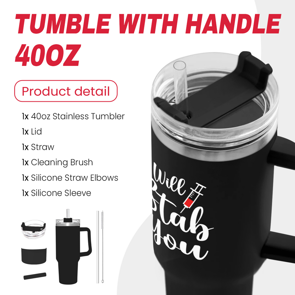 Black Nurse Quencher Tumbler with Handle 40oz