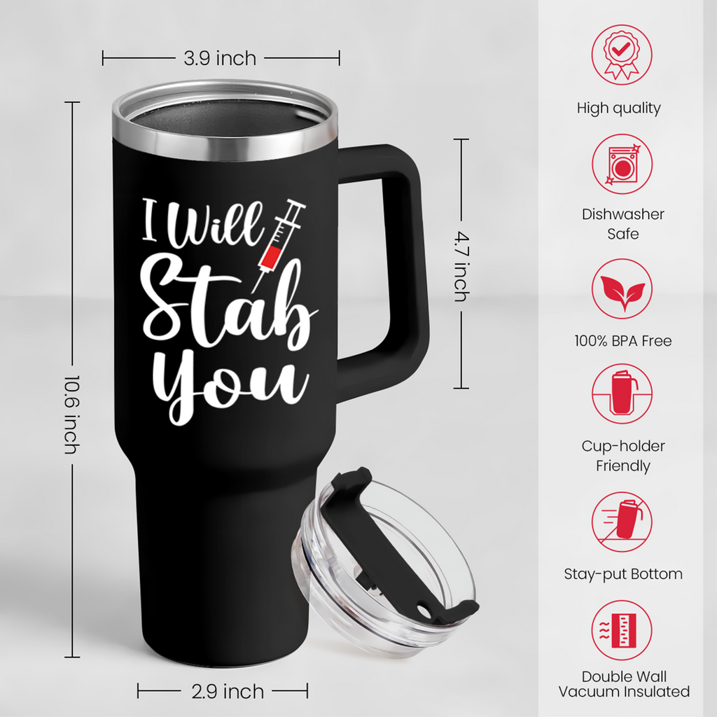 Black Nurse Quencher Tumbler with Handle 40oz
