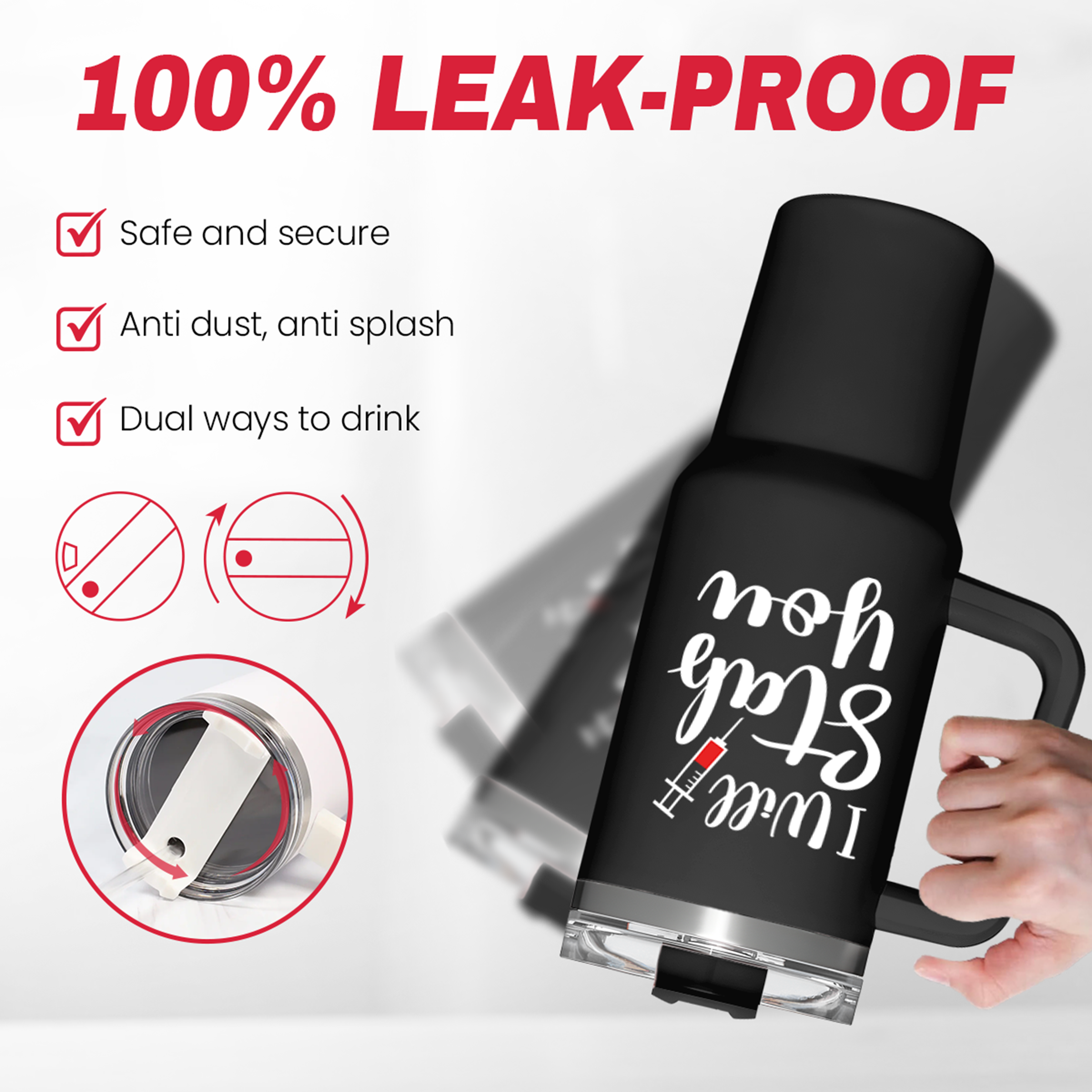 Black Nurse Quencher Tumbler with Handle 40oz