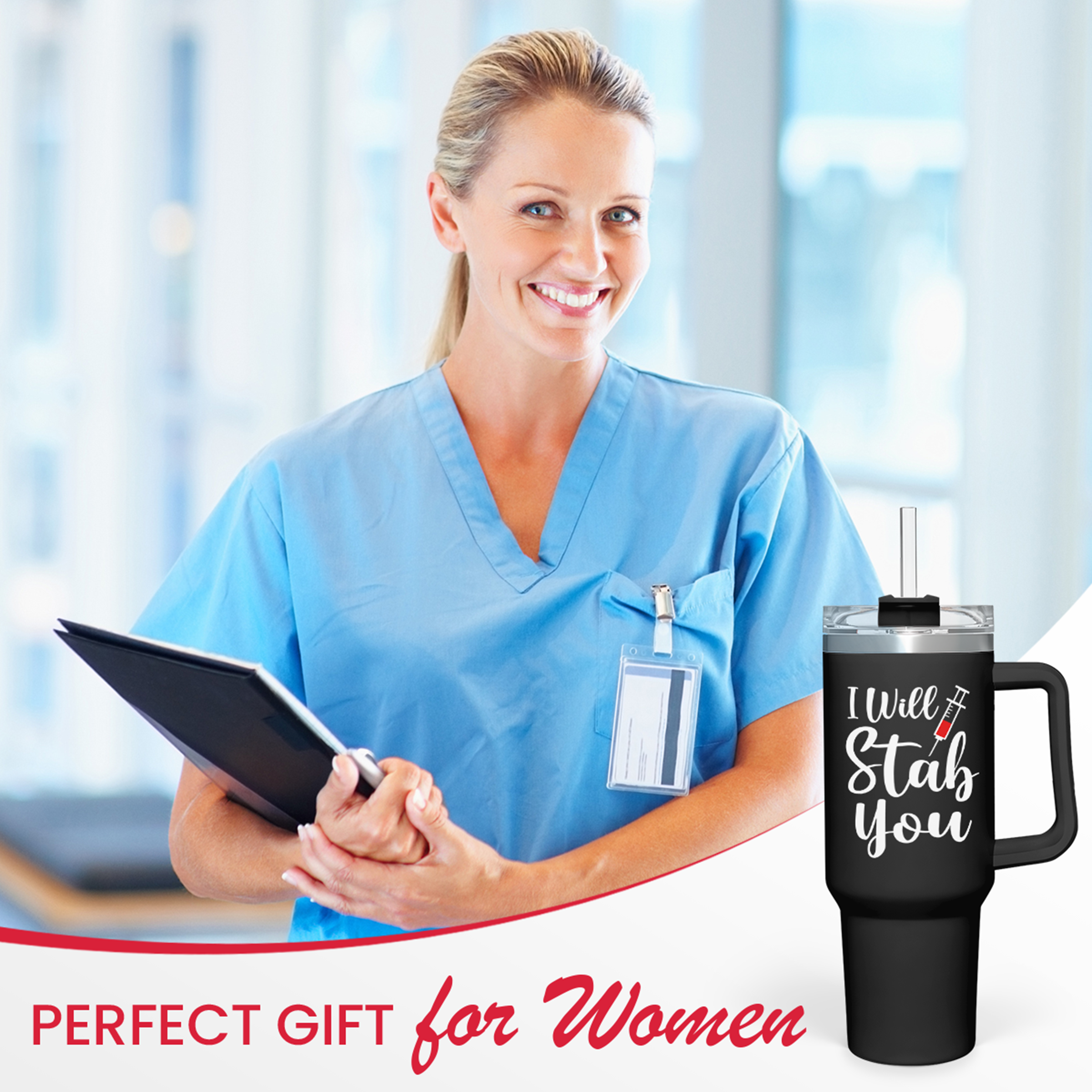 Black Nurse Quencher Tumbler with Handle 40oz