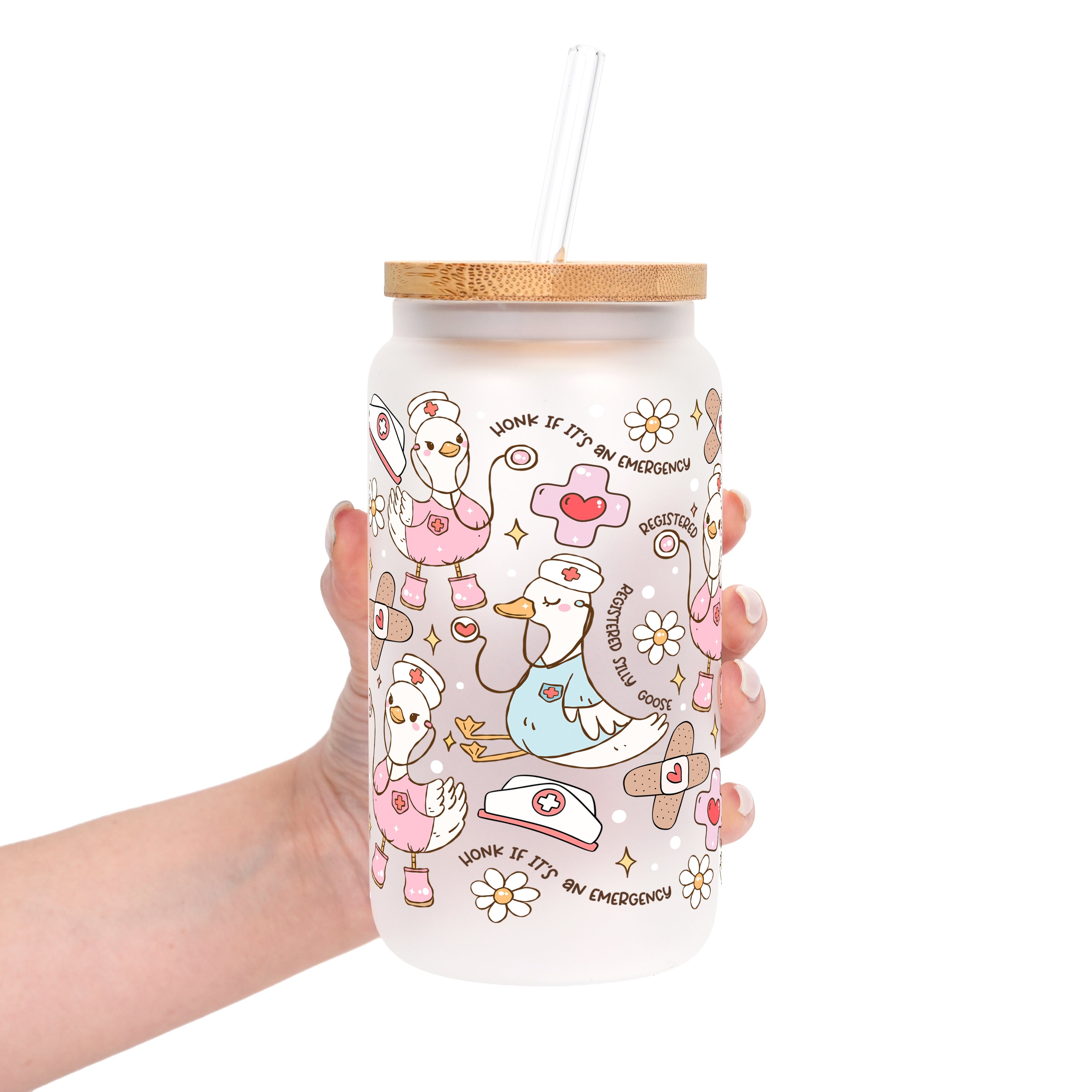 Registered Silly Goose Glass Cup, Mug & Tumbler with Lid and Straw