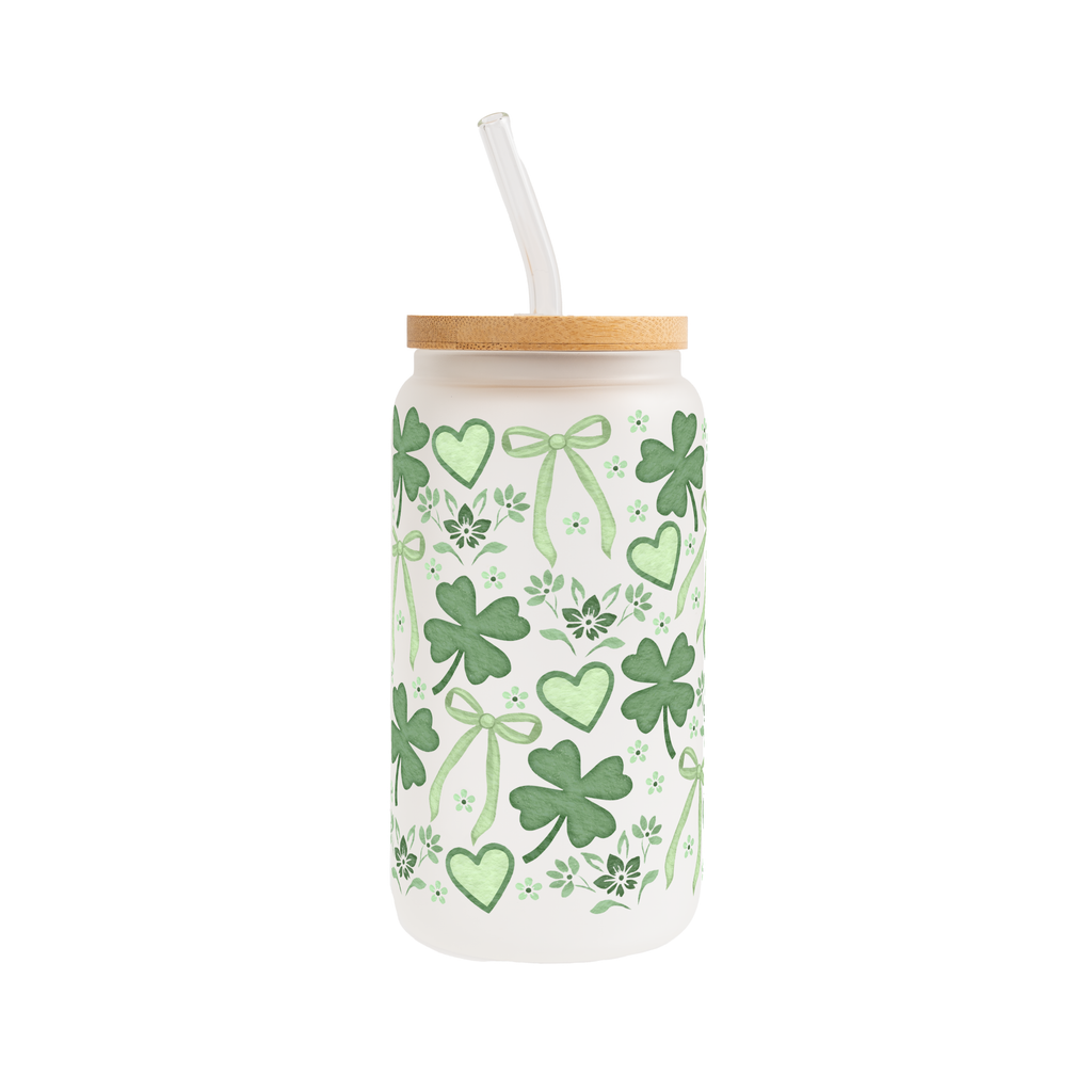 St Patricks Day Minimal Cutie Glass Cup, Mug & Tumbler with Lid and Straw