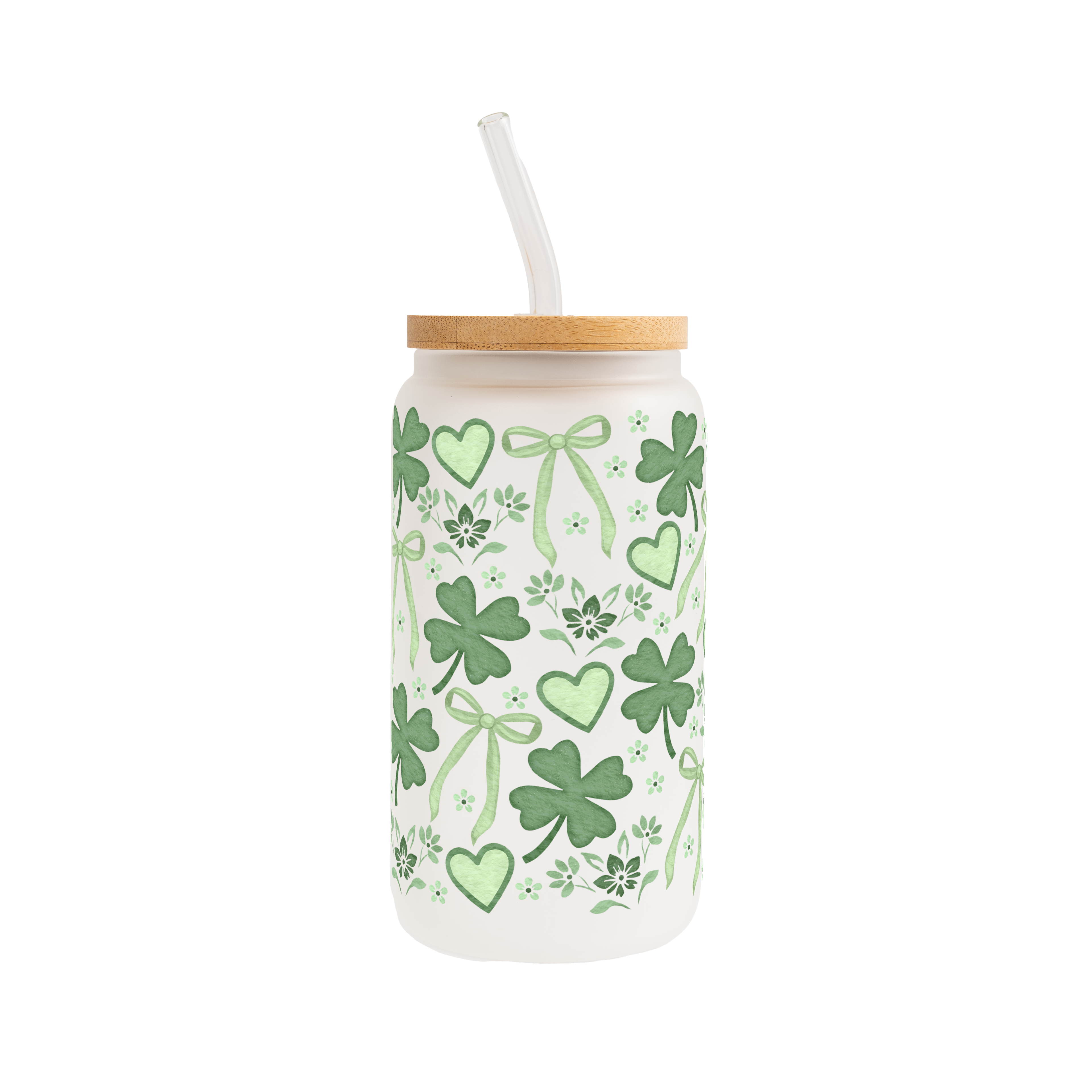 St Patricks Day Minimal Cutie Glass Cup, Mug & Tumbler with Lid and Straw
