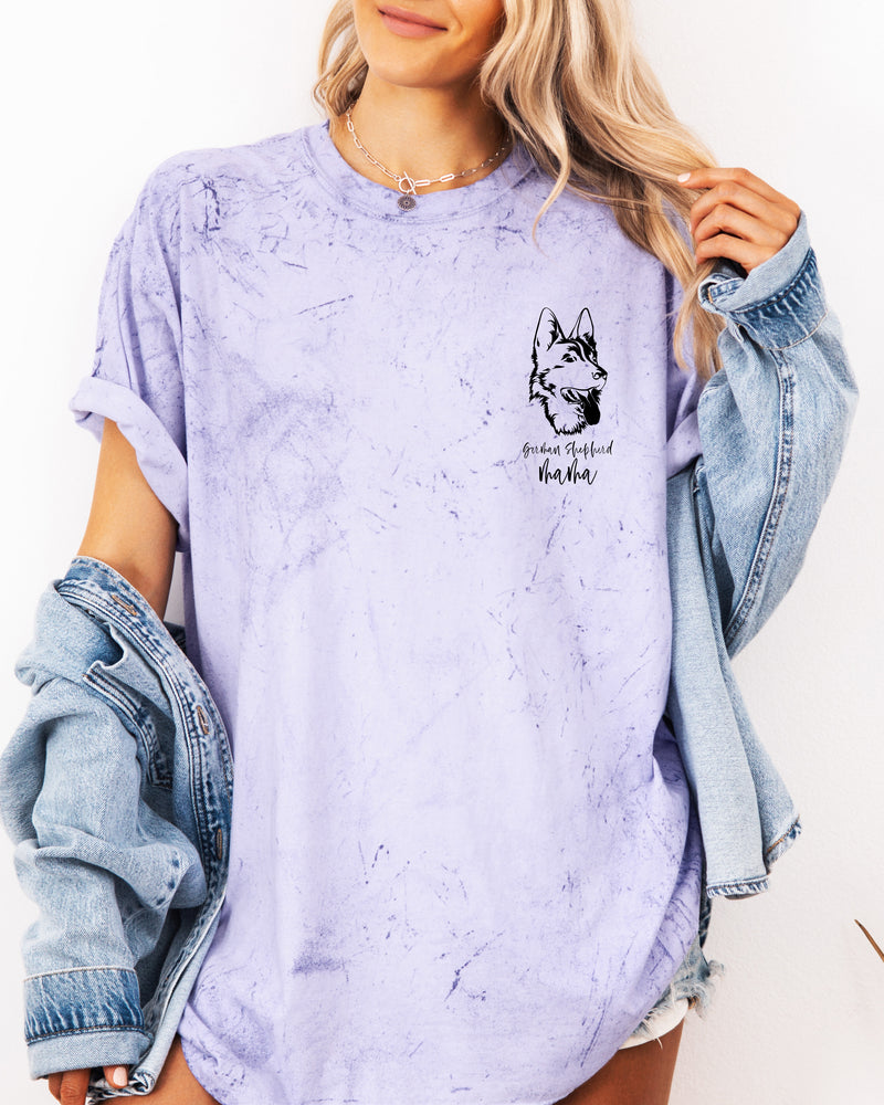 German Shepherd Dog Mom Comfort Colors T Shirt (left chest)