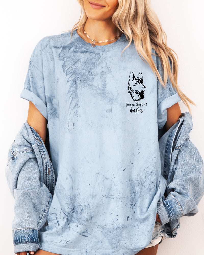 German Shepherd Dog Mom Comfort Colors T Shirt (left chest)