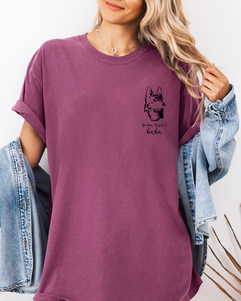 German Shepherd Dog Mom Comfort Colors T Shirt (left chest)