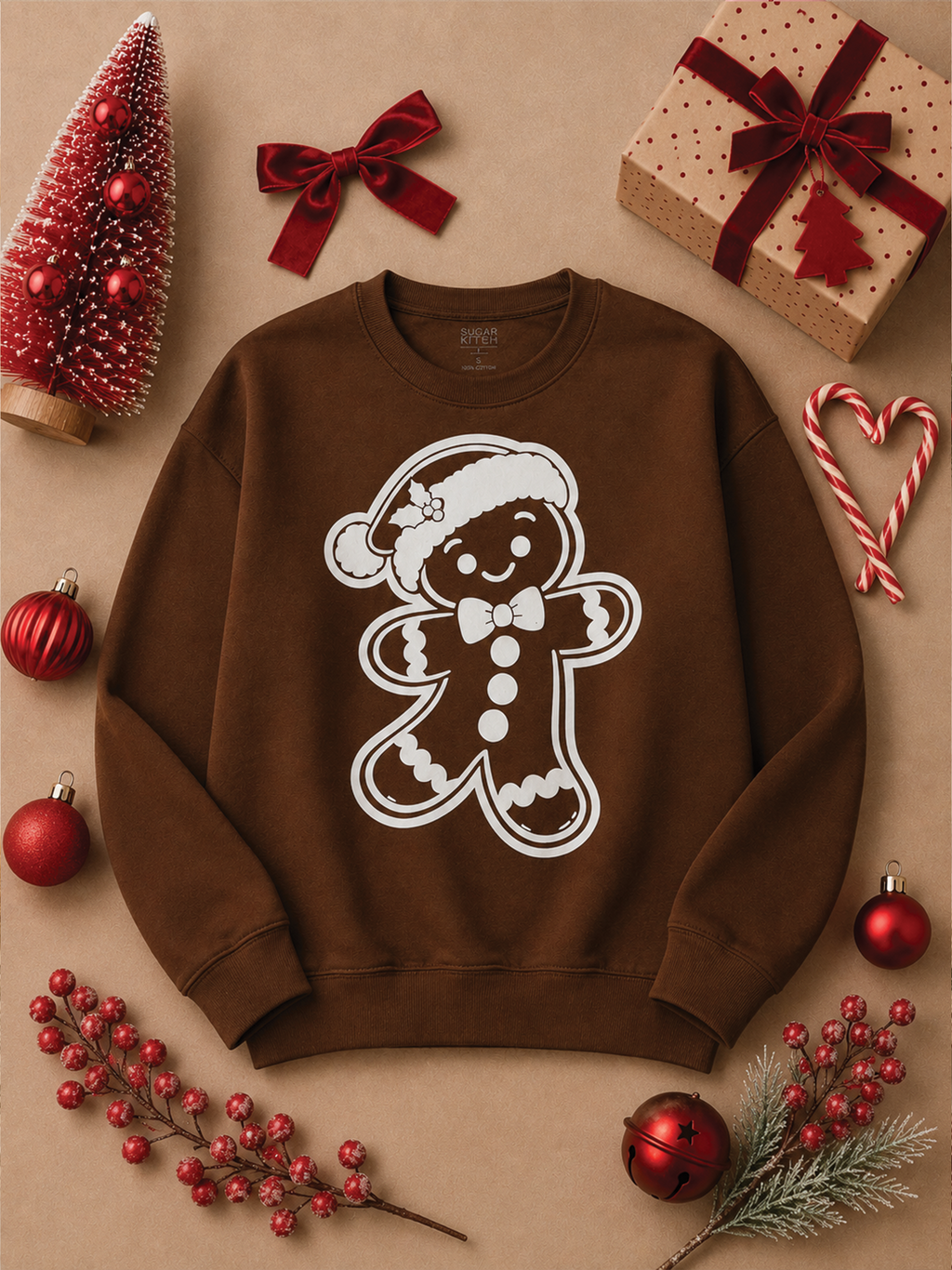 Gingerbread Puff Christmas Graphic Sweatshirt