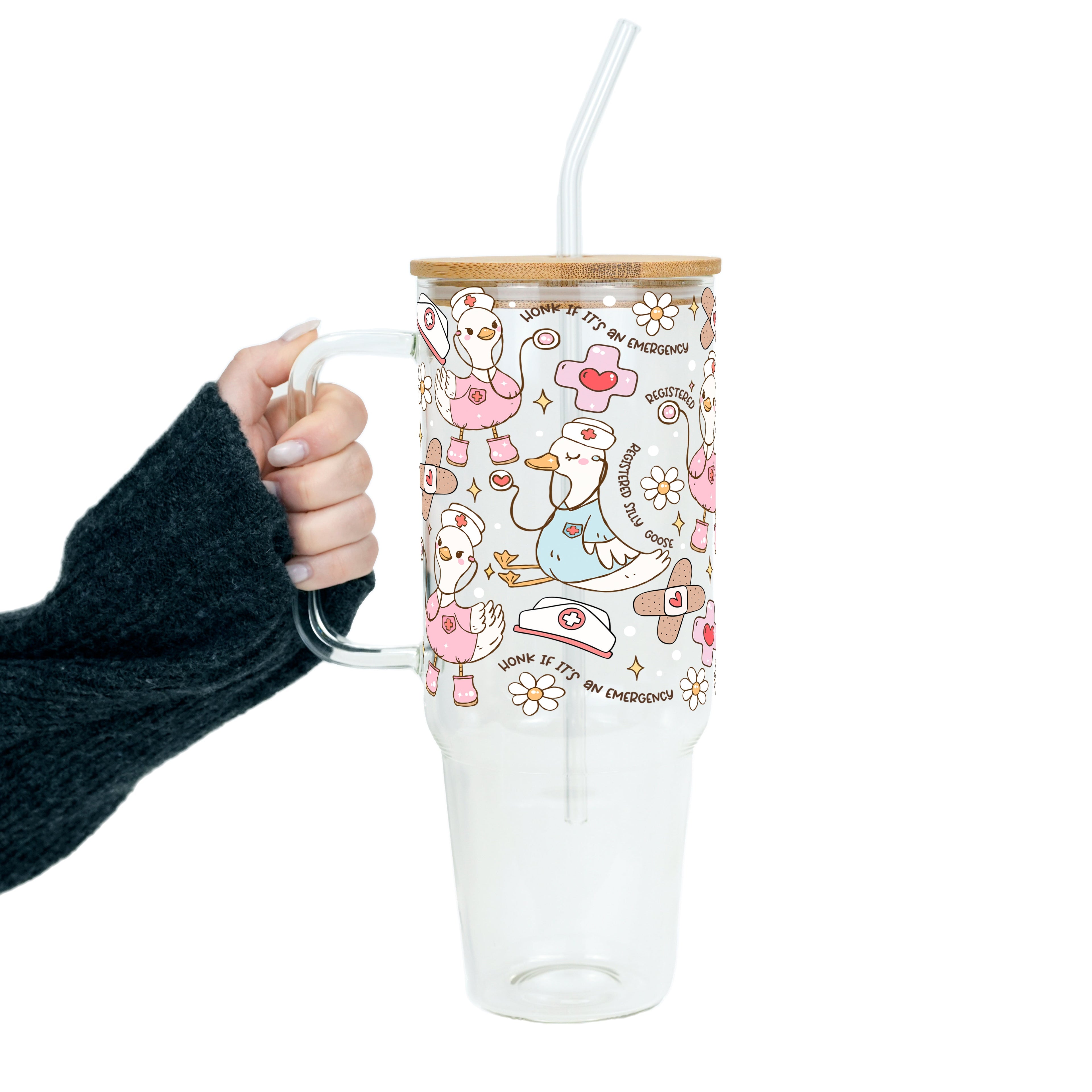 Registered Silly Goose Glass Cup, Mug & Tumbler with Lid and Straw