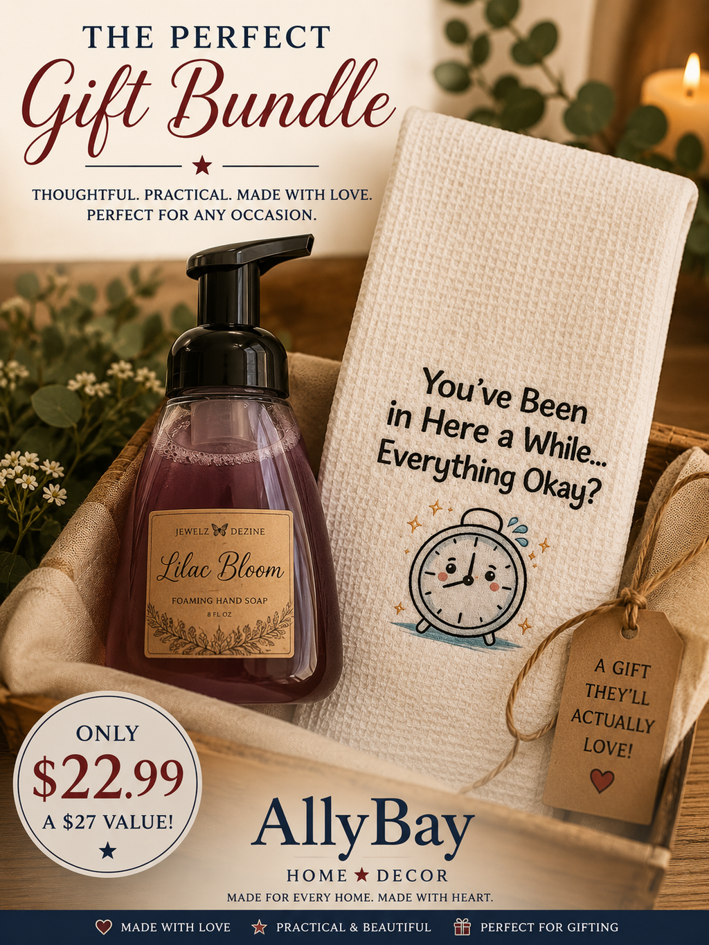 Foaming Soap & Decorative Towel Bundle + FREE Wax Melt