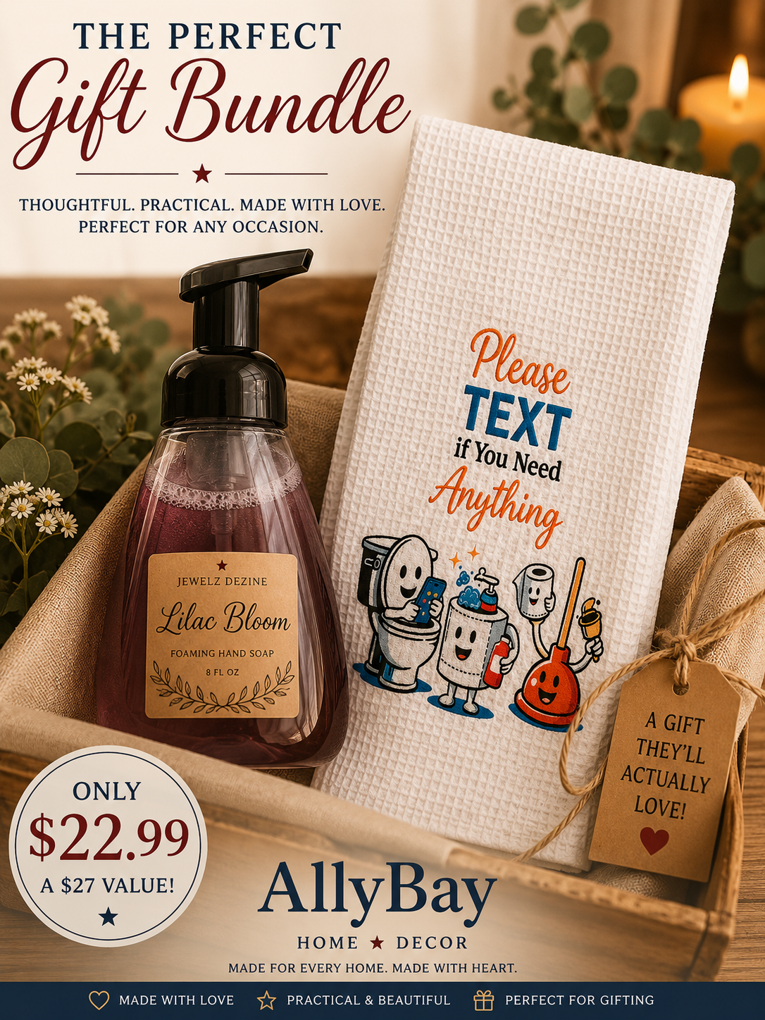 Foaming Soap & Decorative Towel Bundle + FREE Wax Melt