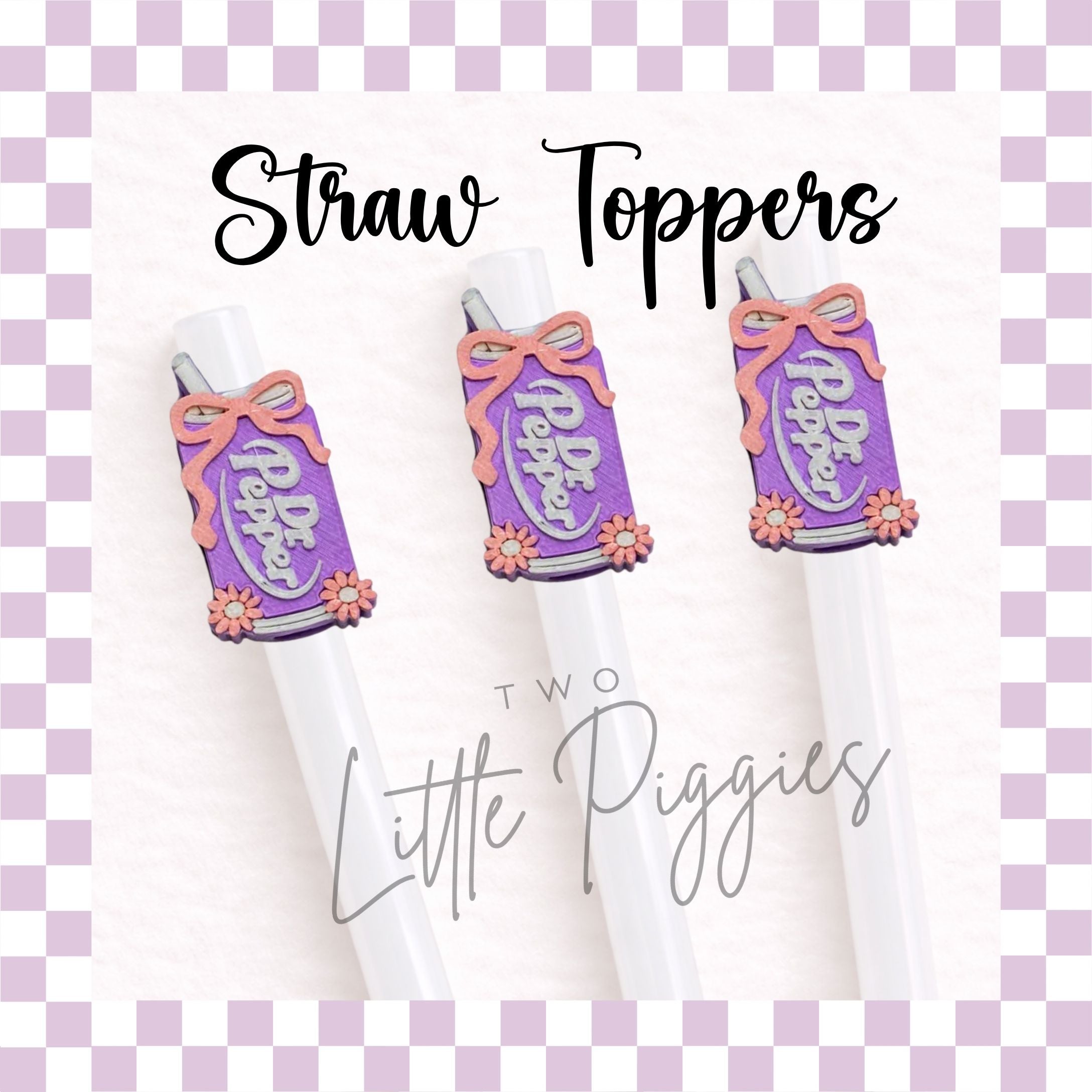 3D Printed - Straw Topper - Dr.Pepper - Pastel