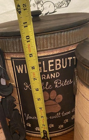 Wigglebutt Brand Rustic Metal Dog Treat Canister Set (2-Piece)