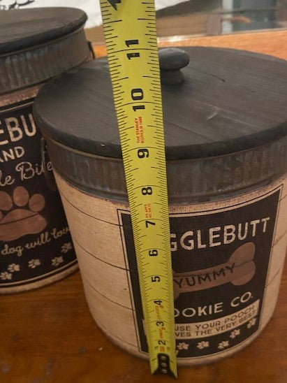 Wigglebutt Brand Rustic Metal Dog Treat Canister Set (2-Piece)