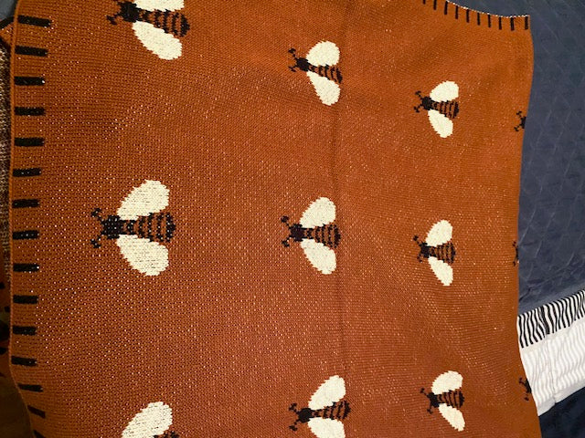 Primitives by Kathy Woven Bee Throw Blanket – Moody Vintage Rust