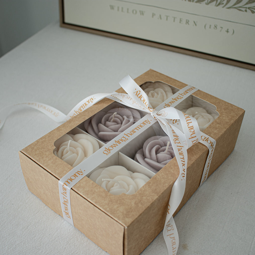 Rose Candle Gift Box, Set of 6 Blooming Flower Candle
