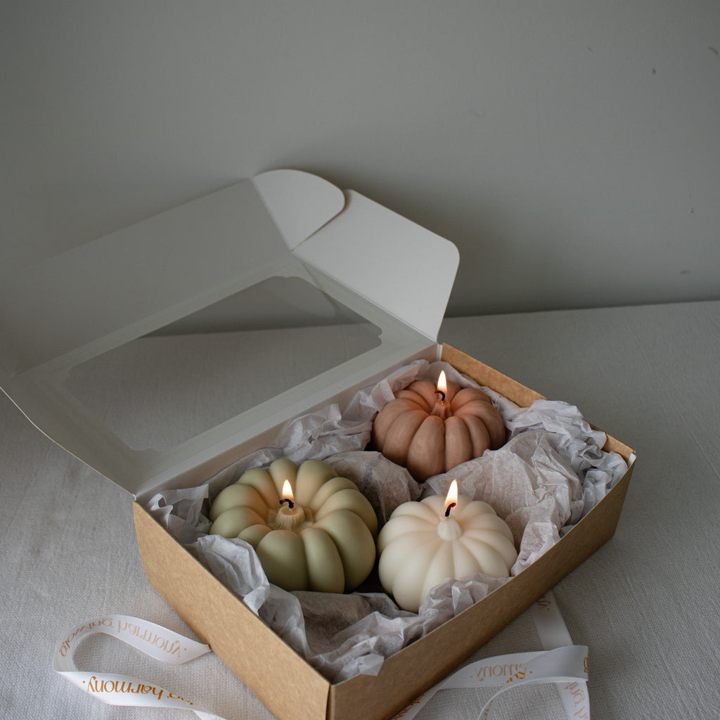 Pumpkin Candle Set in Gift Box, Autumn Pumpkin Candles
