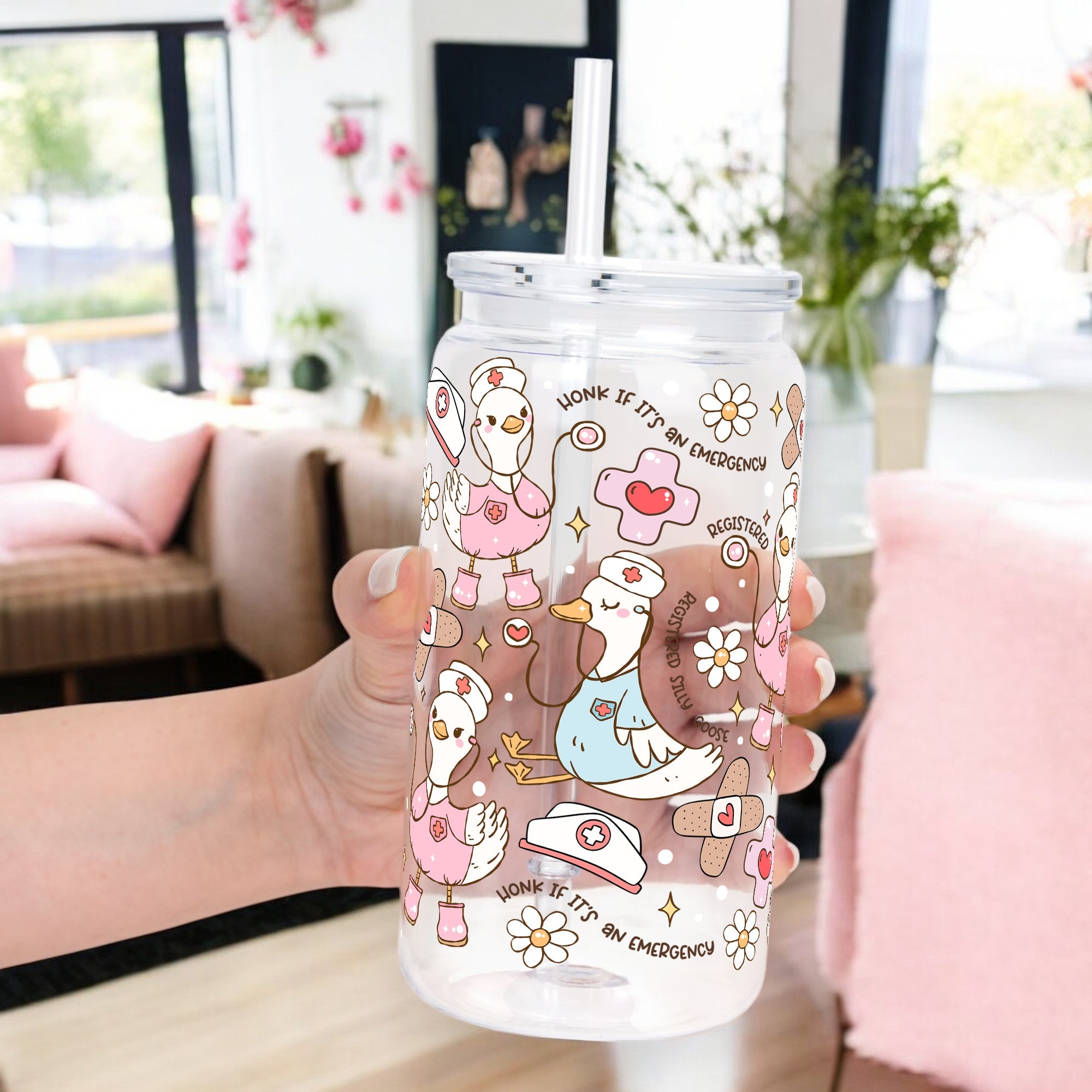Registered Silly Goose Glass Cup, Mug & Tumbler with Lid and Straw