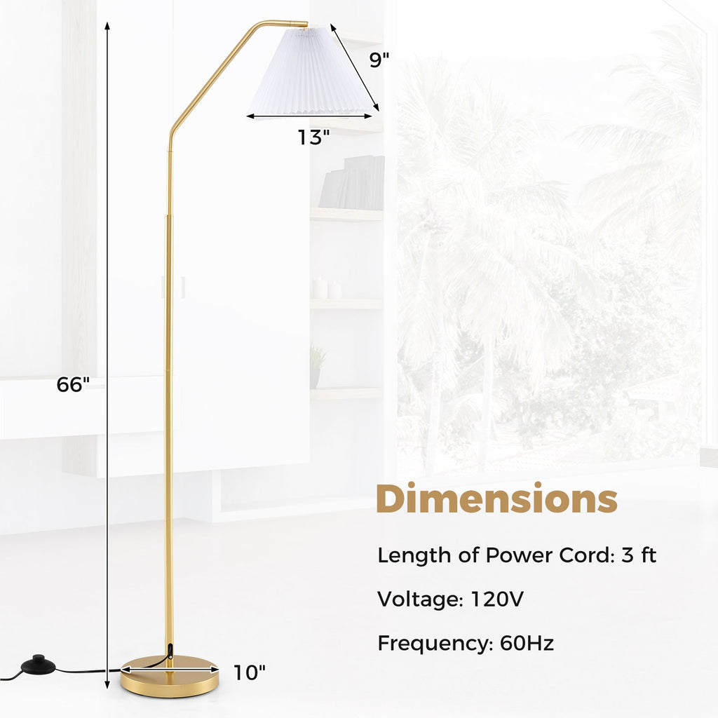 Modern Standing Lamp with Adjustable Lamp Head and Pleated Lampshade