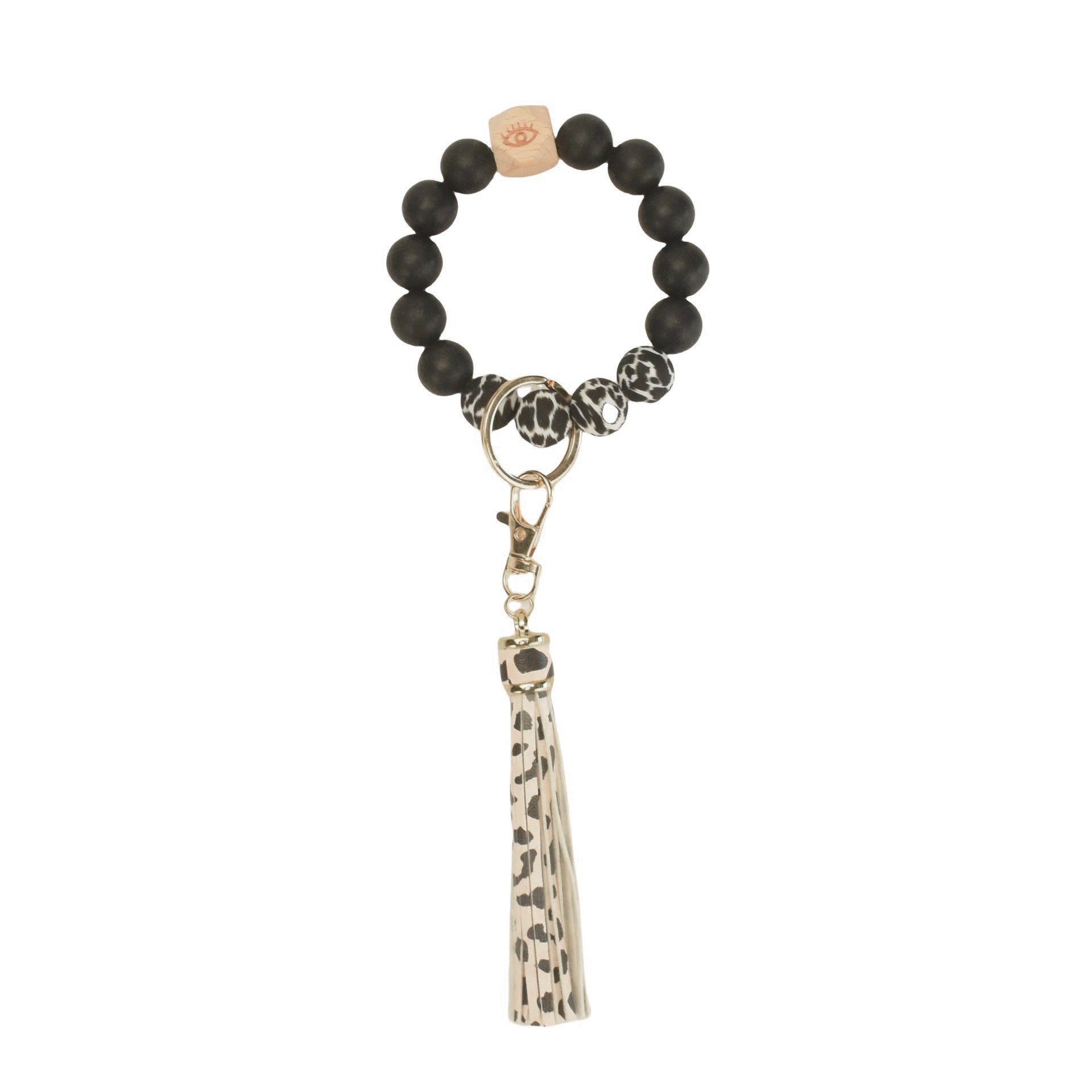 PU Tassel Keychain Women's Bag charm Silicone Beaded Keychain Wristlet Key Ring Bracelet Cute Car Key Chain Holder for Women Girls