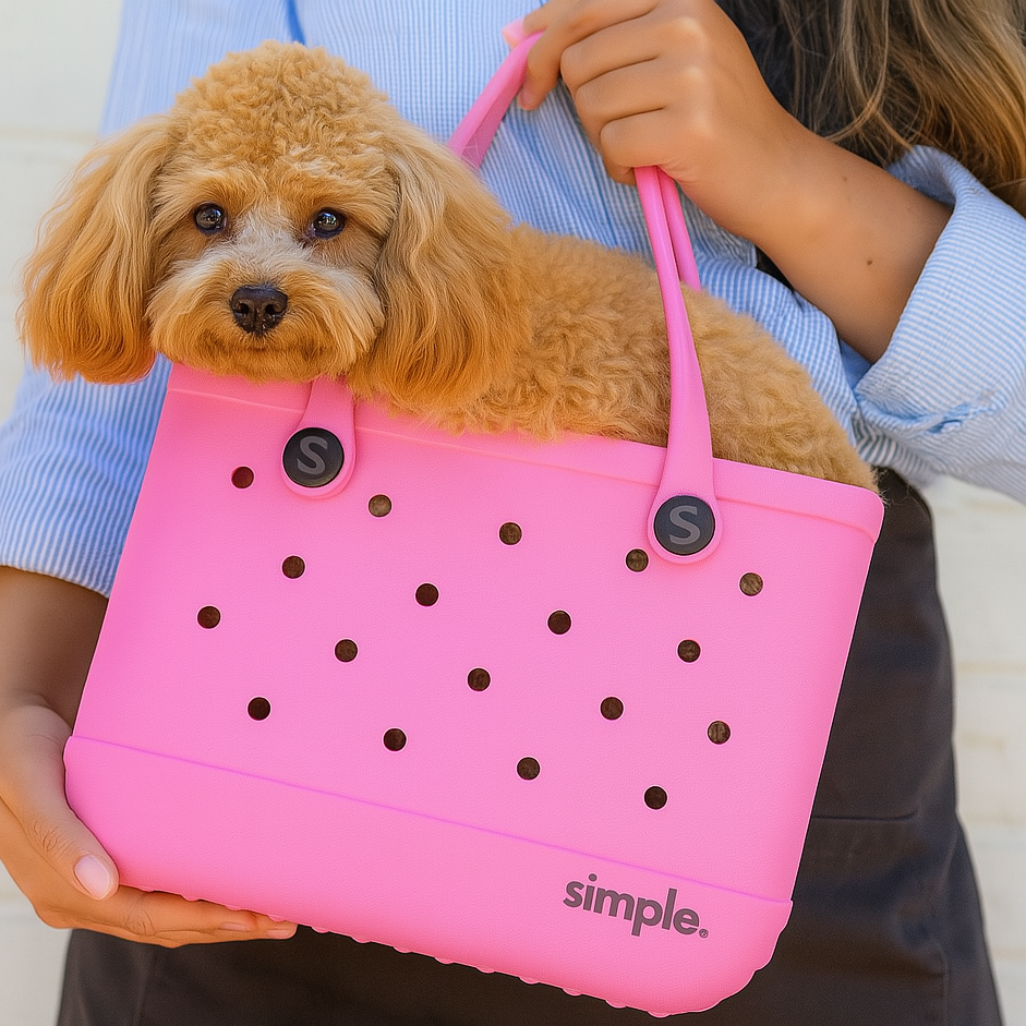 Everyday Small EVA Tote – Haute Pink | Waterproof, Lightweight, Bold Mini Tote Bag