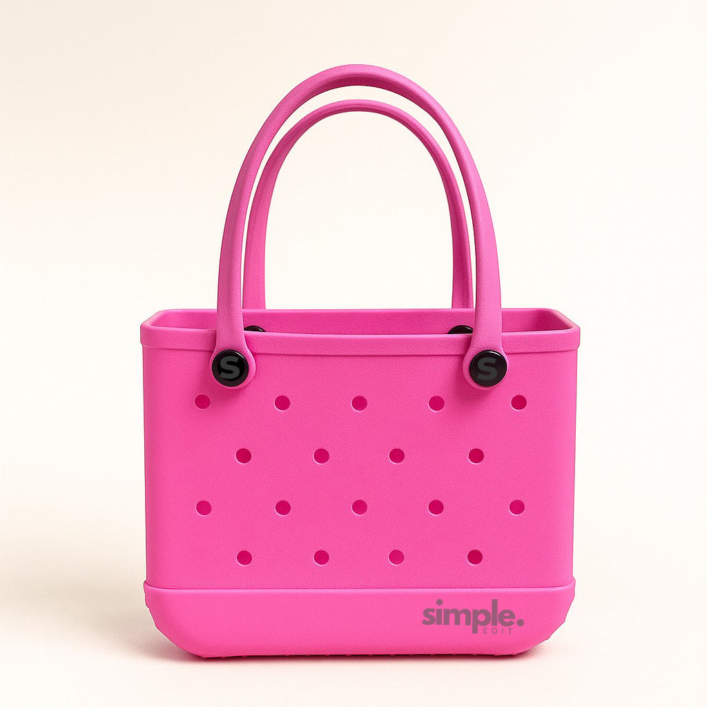 Everyday Small EVA Tote – Haute Pink | Waterproof, Lightweight, Bold Mini Tote Bag