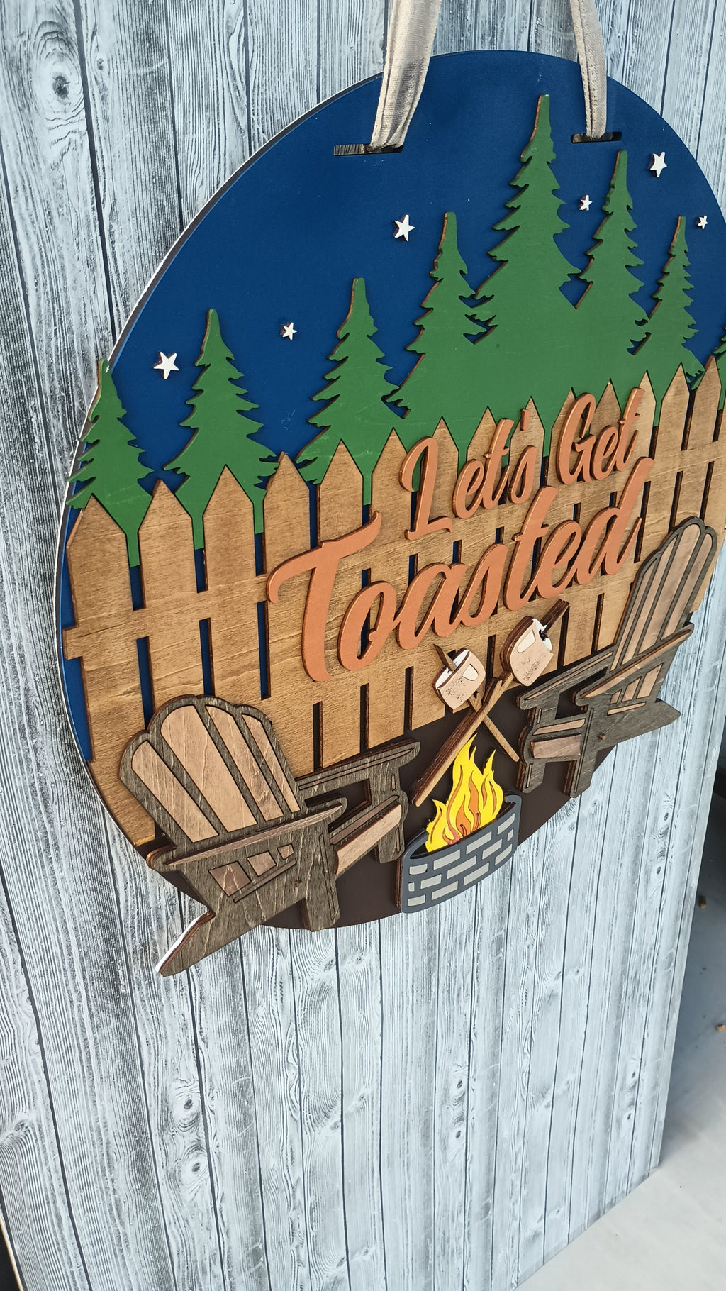 Lets Get Toasted Funny Camping Door Sign Decor