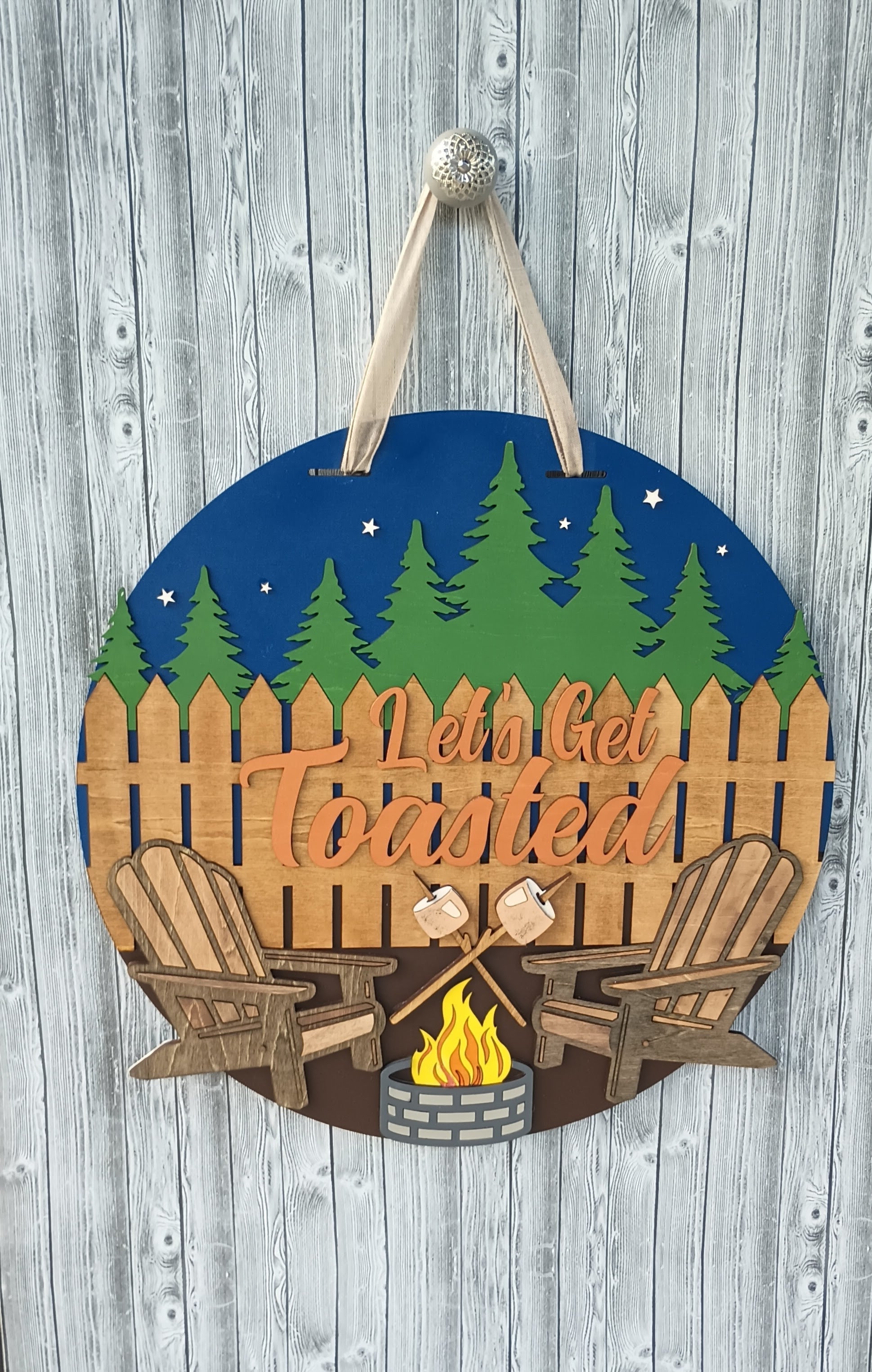 Lets Get Toasted Funny Camping Door Sign Decor