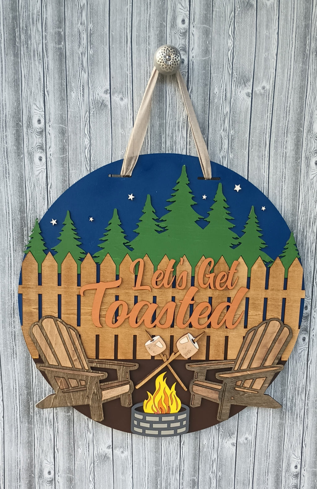 Lets Get Toasted Funny Camping Door Sign Decor