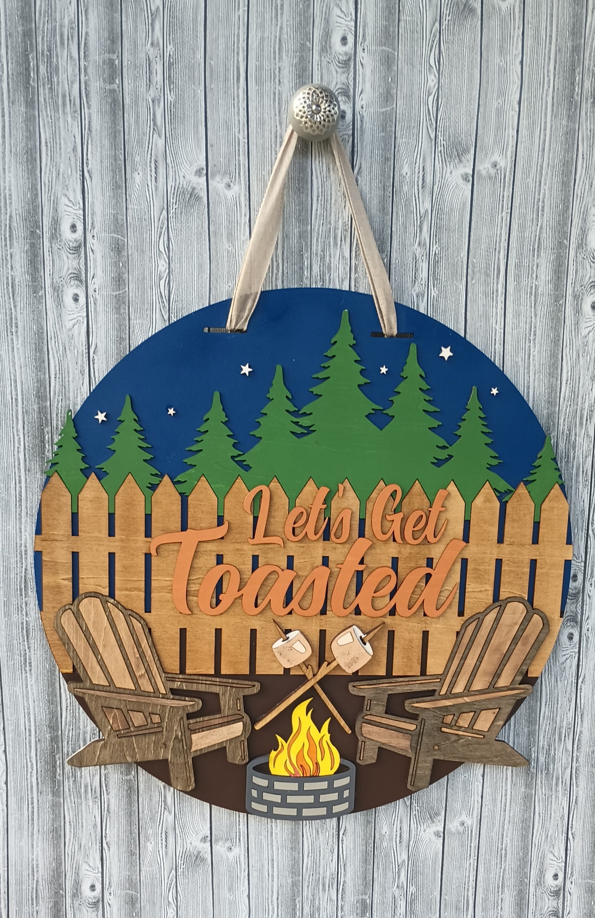 Lets Get Toasted Funny Camping Door Sign Decor