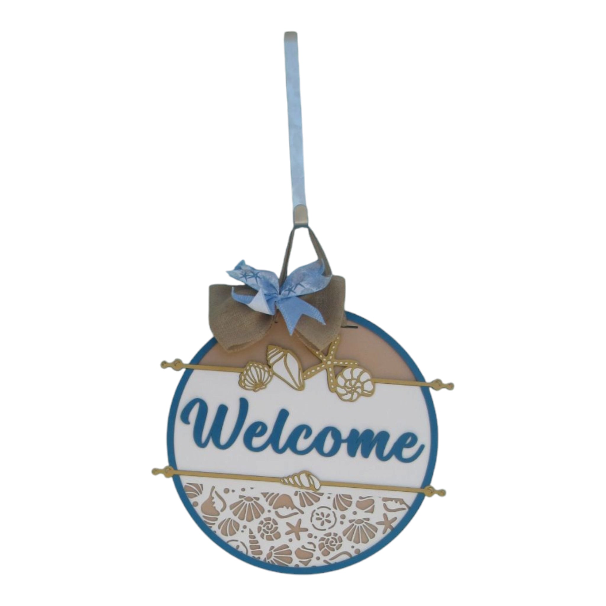 Beach Welcome Sign Door Hanger - Seashells & Starfish