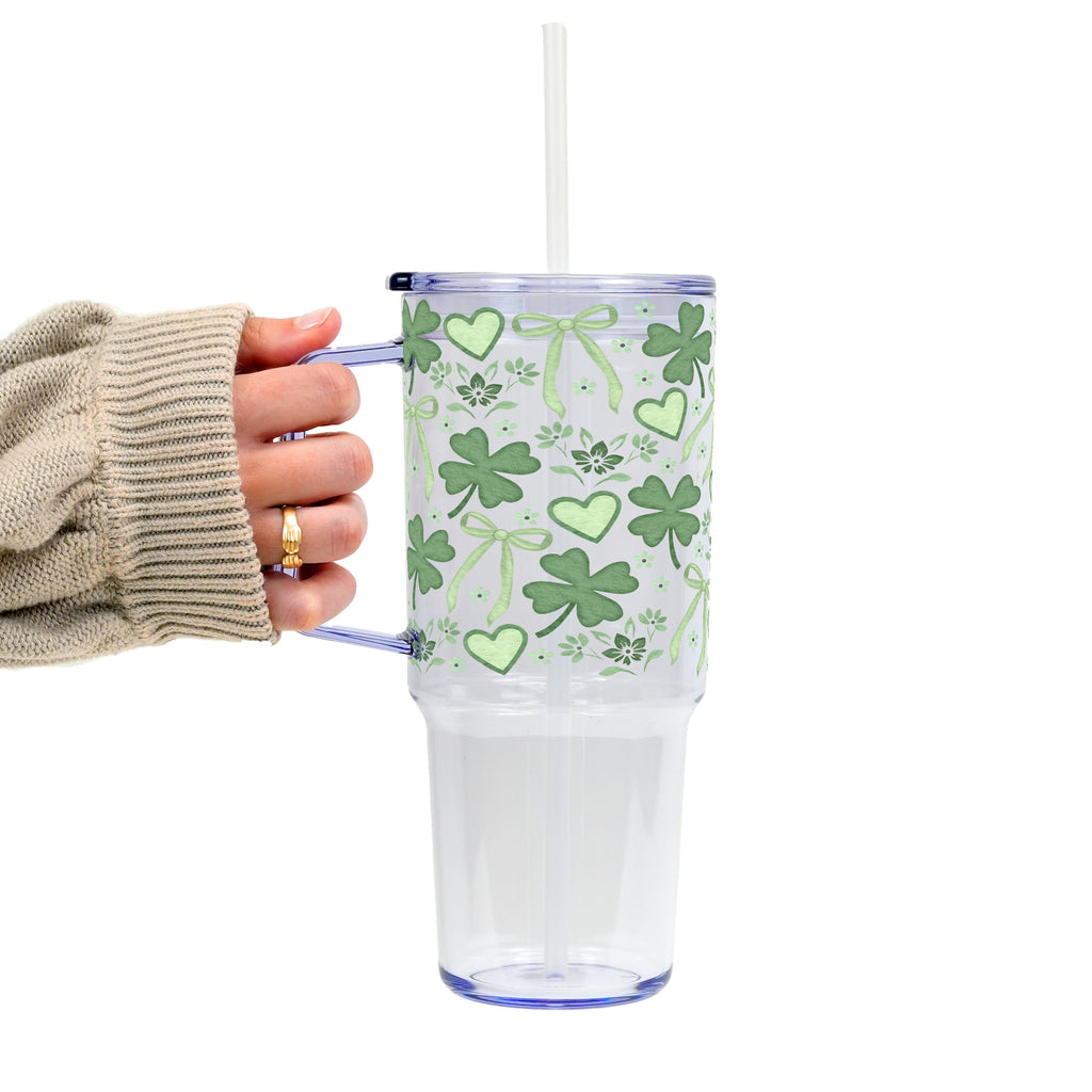 St Patricks Day Minimal Cutie Glass Cup, Mug & Tumbler with Lid and Straw
