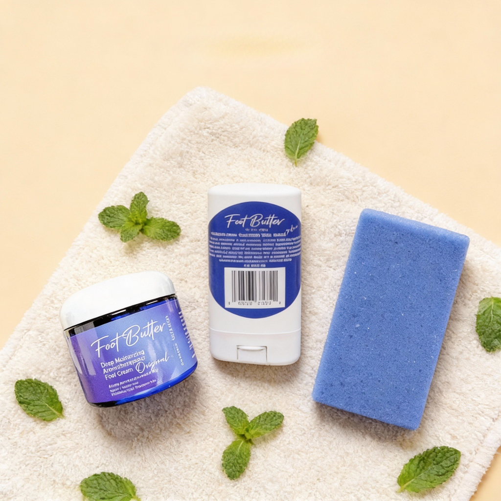 Foot Butter Travel Set – Mini Moisturizers & Pumice Scrub