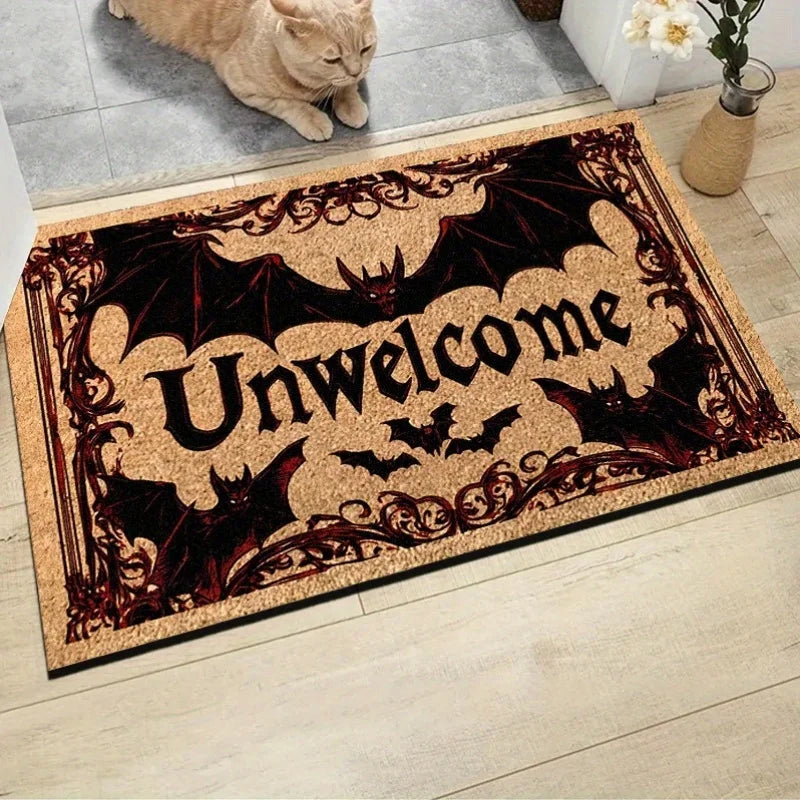 VIKAMA Halloween Carpet Bat Unwelcome Personality Carpet Door Mat Non-Slip Floor Mat Dark Series Outdoor Carpet Home Decoration