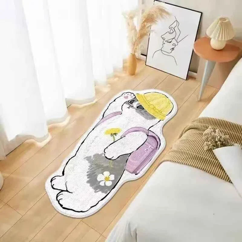 Cartoon Cat Carpet Plush Warm Bedside Blanket Cute Girlish