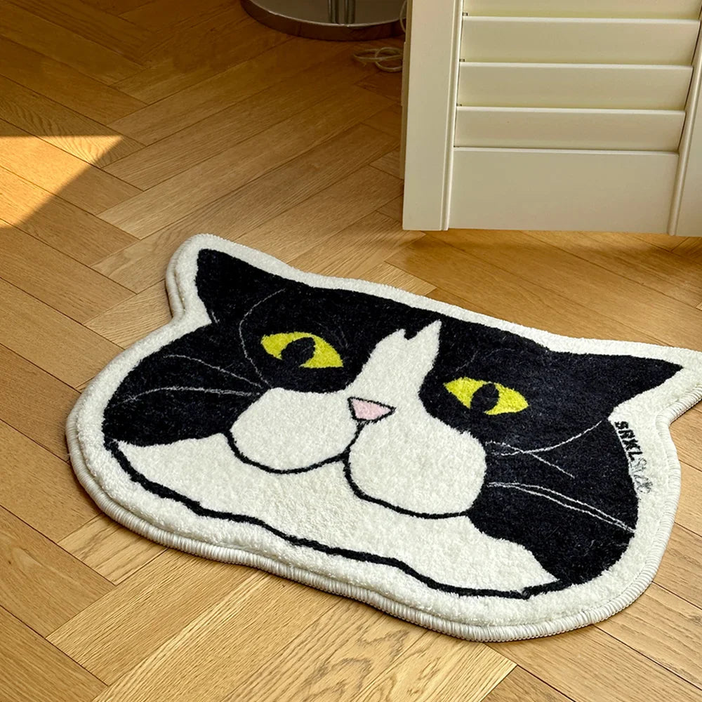 VIKAMA Cute Pet Short Pile Carpet Machine Washable Children's Room Play Area Baby Crawling Mat Ins Style Cat Design Home Decor